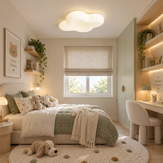 Nuvielle cloud ceiling light in a neutral kids bedroom with study desk