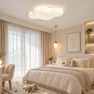 Nuvielle white cloud ceiling light in a bright kids bedroom