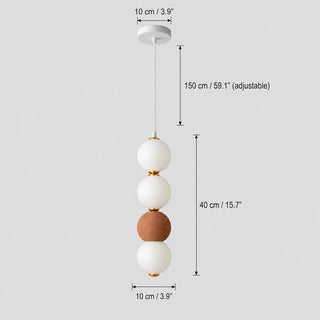 Dimensions of the Orbara pendant: 3.9 in wide, 15.7 in tall, 59.1 in adjustable cord