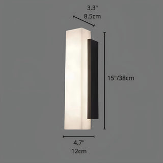 Minimalist outdoor wall sconce in black finish, 38cm height with warm LED light