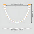 Size diagram of pearl necklace chandelier 59 inches 150cm length with 15 glowing LED spheres, adjustable width 20–100cm