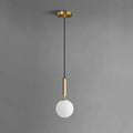 Contemporary Brass Opal Sphere Single-Bulb Glass Hanging Light
