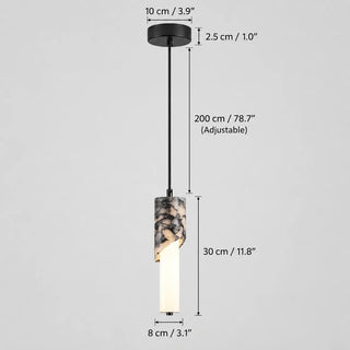 Dimensions of the Pietrara pendant: shade 8 cm / 3.1 in diameter and 30 cm / 11.8 in high, canopy 10 cm / 3.9 in, cord 200 cm / 78.7 in adjustable