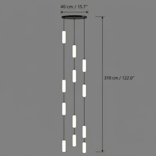Dimensions of the 12-light Pluvara chandelier: 15.7 in round canopy and 122 in overall drop