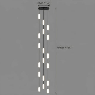 Dimensions of the 18-light Pluvara chandelier: 15.7 in round canopy and 181 in overall drop
