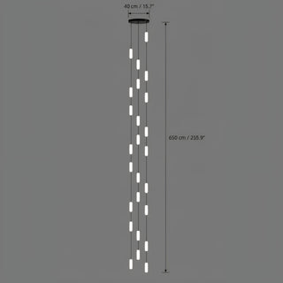 Dimensions of the 25-light Pluvara chandelier: 15.7 in round canopy and 256 in overall drop