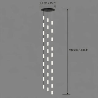 Dimensions of the 36-light Pluvara chandelier: 15.7 in round canopy and 358 in overall drop
