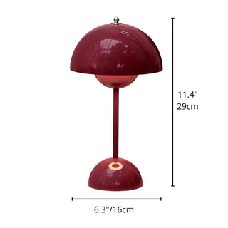 Portable mushroom table lamp dimensions diagram showing height 11.4 inches and diameter 6.3 inches