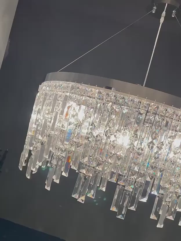 MIRODEMI® Modern Drum LED Silver Crystal Chandelier For Living Room | Dinning Room | Bedroom Luxury Lighting | Luxury Chandeliers