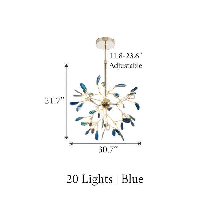 MIRODEMI® Colourful Agate Art Multicoloured LED Chandelier Home Decor Ceiling Pendant Lamp 20 lights / Blue / Warm light