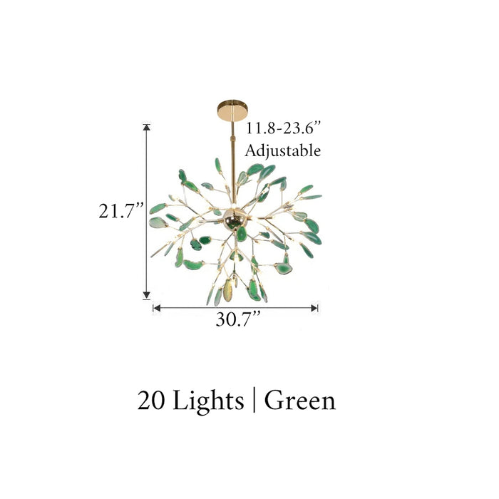 MIRODEMI® Colourful Agate Art Multicoloured LED Chandelier Home Decor Ceiling Pendant Lamp 20 lights / Green / Warm light
