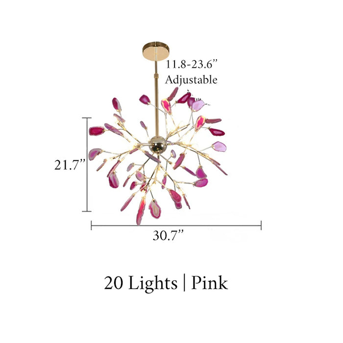 MIRODEMI® Colourful Agate Art Multicoloured LED Chandelier Home Decor Ceiling Pendant Lamp 20 lights / Pink / Warm light