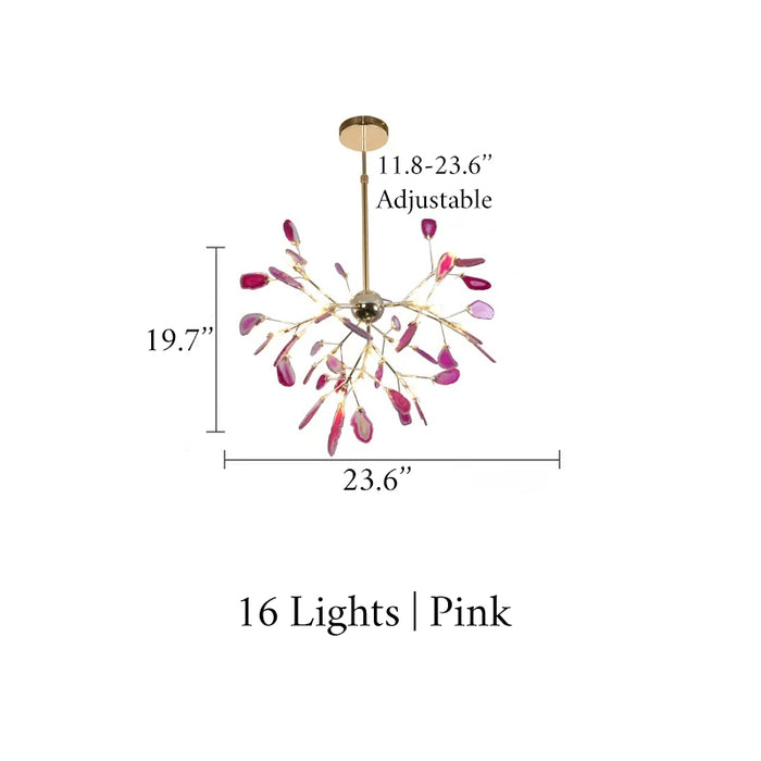 MIRODEMI® Colourful Agate Art Multicoloured LED Chandelier Home Decor Ceiling Pendant Lamp 4 lights / Pink / Warm light