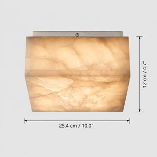 Quadara dimension diagram: 25.4 cm / 10 inch square, 12 cm / 4.7 inch height, chrome bracket