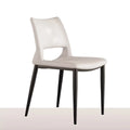 Rice white Nordic dining chair with ergonomic back and soft leather upholstery