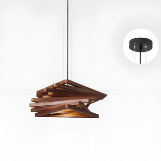Roquesteron wooden LED pendant light with focus on the black round ceiling mount