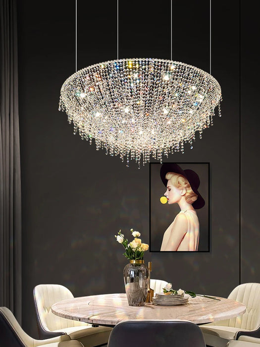 MIRODEMI® Luxury Crystal Drops Stainless Steel Brilliant Chandelier