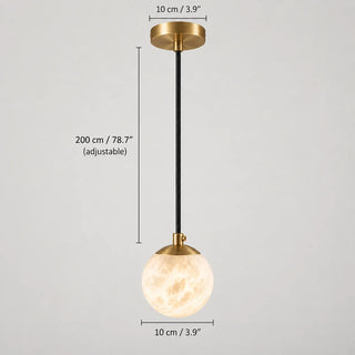 Dimensions of the Selenara pendant: 10 cm / 3.9 in globe, 10 cm / 3.9 in canopy, 200 cm / 78.7 in adjustable cord