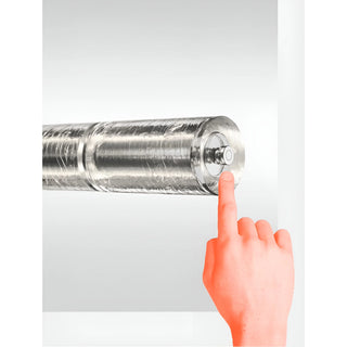 Detailed view of the integrated sensor switch on the chrome end cap of the transparent glass tube light fixture