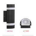 Side and bottom view of waterproof outdoor LED wall light showing light source and build