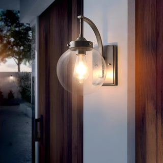 Silver outdoor wall sconce with waterproof IP65 rating, warm LED light for garden or porch lighting