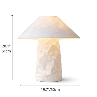 Dimension diagram of small wabi-sabi paper table lamp showing height 51 cm and width 50 cm