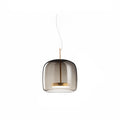 Smoke gray glass pendant lamp with gold base, modern Scandinavian ceiling lighting