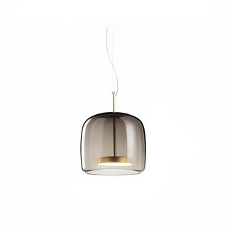 Smoke gray glass pendant lamp with gold base, modern Scandinavian ceiling lighting