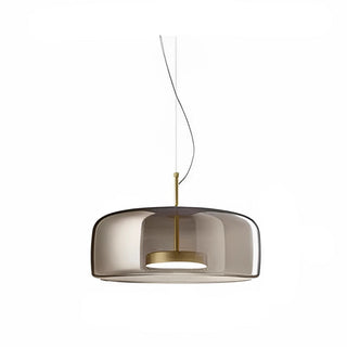 Modern Nordic pendant light with smoke gray glass shade and brushed gold fixture