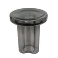 Smoked gray sculptural glass side table with thick circular top and cylindrical base