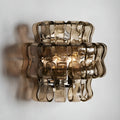 Luxury smoked Murano glass wall light with sculptural layered glass and warm decorative illumination