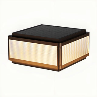 MIRODEMI Solar LED Outdoor Pillar Light in coffee tone with horizontal striped glass – waterproof aluminum lamp