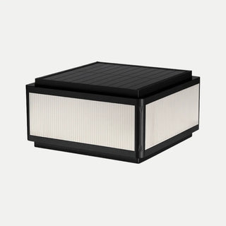 MIRODEMI Solar LED Outdoor Pillar Light with vertical glass in black – waterproof aluminum post lamp for villa, yard, and garden