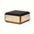 MIRODEMI Solar LED Outdoor Pillar Light in coffee color with wave-patterned glass – soft ambient illumination