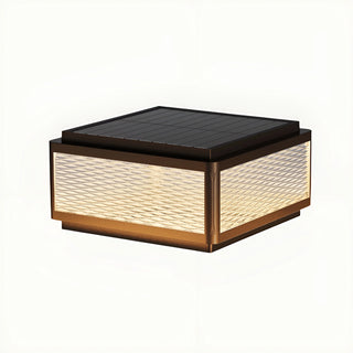 MIRODEMI Solar LED Outdoor Pillar Light in coffee color with wave-patterned glass – soft ambient illumination