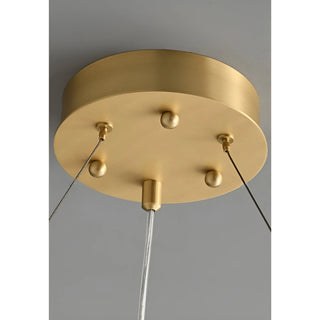 Close-up of solid brass ceiling canopy and hanging cables of the modern alabaster chandelier