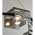 close up of textured glass shade with warm led light