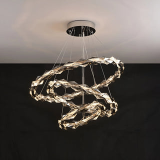 Three-ring modern K9 crystal LED chandelier creating a sophisticated ambiance