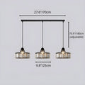 Technical dimensions of 3-light K9 crystal pendant chandelier, 27.6in 70 cm wide adjustable fixture