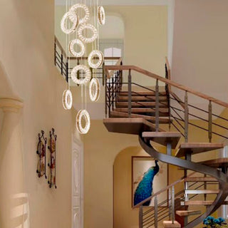 Hanging LED crystal lamp for staircase, lobby, living space, stairwell