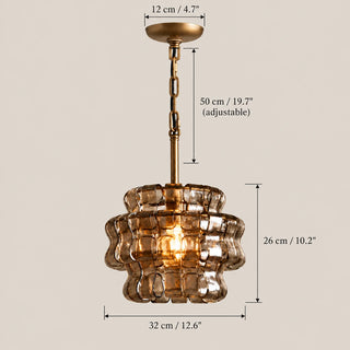 Vellori pendant dimensions: 32 cm diameter, 26 cm body height, 50 cm adjustable chain, and 12 cm canopy