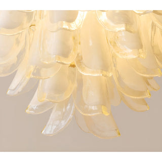 Artistic layered frosted glass panels creating soft luxury lighting effect