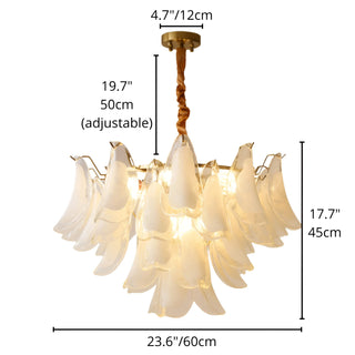 Size guide for 60cm Velmira modern glass chandelier with adjustable hanging cord