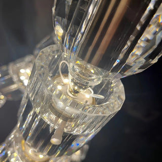 Close-up of K9 crystal element from Verona Grand Chandelier – precision-cut facets with integrated LED core