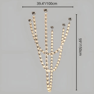 Verona Grand Crystal Staircase Chandelier dimensions 39.4x59"  100×150 cm – luxury crystal chain LED pendant