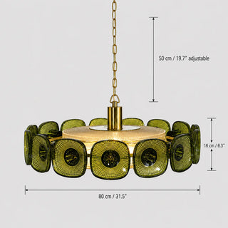 Dimensions of the large Vetrara chandelier: 80 cm / 31.5 in diameter, 16 cm / 6.3 in high, 50 cm / 19.7 in adjustable chain
