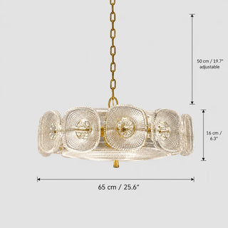 Dimensions of the small Vetrara chandelier: 65 cm / 25.6 in diameter, 16 cm / 6.3 in high, 50 cm / 19.7 in adjustable chain