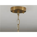 Brass ceiling canopy and adjustable suspension chain detail on Virella Murano glass chandelier