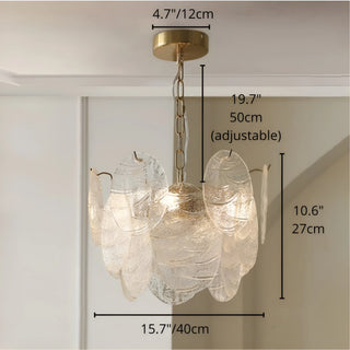 Compact Virella Murano glass chandelier dimensions 40cm with handcrafted translucent glass panels