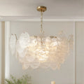Large Virella tiered Murano glass chandelier for luxury dining room and modern interior lighting design